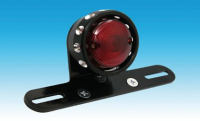 RETRO DRILLED LED TAILLIGHT, BLACK, WITH BRACKET, RED LENS