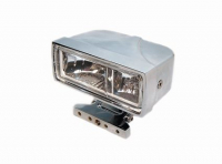 SQUARE HEADLIGHT, CHROME HOUSING WITH CLEAR GLAS, H3 12V