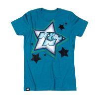 WOMEN T-SHIRT; STAR POWER, TEAL