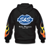 S&S ZIP UP HOODIE FLAMES BLACK