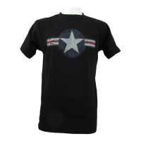 ARMY SURPLUS AIR FORCE STAR & BARS T-SHIRT BLACK