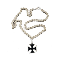 NECKLACE MALTESE CROSS, BLACK