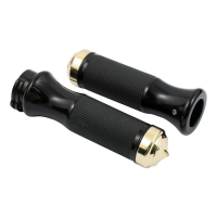 REBUFFINI, OLD STYLE ONE HANDLEBAR GRIPS. BLACK/BRASS