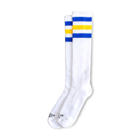 AMERICAN SOCKS KNEE HIGH OBI WAN, BLUE/YELLOW/BLUE STRIPED