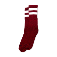 AMERICAN SOCKS MID HIGH RED NOISE DOUBLE WHITE STRIPED