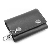 AMIGAZ BLACK LEATHER FULL GRAINTRIFOLD WALLET