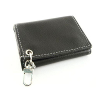 AMIGAZ BLACK PIPED SOFT LEATHER TRIFOLD WALLET