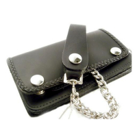 AMIGAZ BLACK LEATHER BIKER CHAIN WALLET