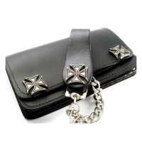 AMIGAZ BLACK LEATHER BIKER CHAIN WALLET