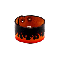 AMIGAZ EMBOSSED RISING FIRE LEATHER STRAP BRACELET