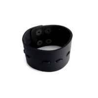 AMIGAZ BLACK WIDE THREADED LEATHER CUFF BRACELET