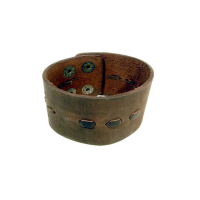 AMIGAZ BROWN WIDE THREADED LEATHER CUFF BRACELET