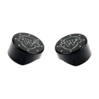 CULT-WERK, 2-PIECE FORK TUBE CAP BOLT COVER KIT. BLACK, LOGO