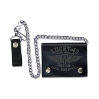 LUCKY 13 WINGED PISTON EMBOSSED TRI-FOLD WALLET