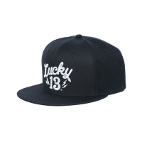 LUCKY 13 SHOCKER SNAPBACK CAP BLACK WITH WHITE LOGO