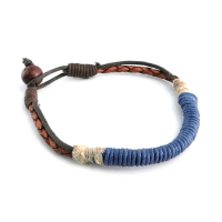 AMIGAZ BRAIDED BROWN LEATHER BRACELET