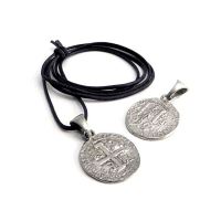 AMIGAZ BLACK LEATHER CHOKER W/CELTIC COIN