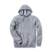 CARHARTT SLEEVE LOGO HOODED SWEATSHIRT HEATHER GR