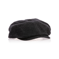 ROKKER WOOL TWEED NEWSBOY CAP, BLACK