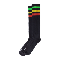 AMERICAN SOCKS KNEE HIGH MARLEY, GREEN/YELLOW/RED STRIPED