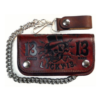 LUCKY 13 DEATH GLORY VINTAGE 6" WALLET ANTIQUE BROWN