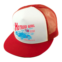 LUCKY 13 HOT ROD GIRL SNAPBACK TRUCKER CAP RED/WHITE