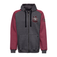 KING KEROSIN STREET CATS RAGLAN ZIP HOODIE GREY/DARK RED