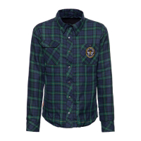 KING KEROSIN RACING SKULL CHECKERED SHIRT DARK BLUE/GREEN