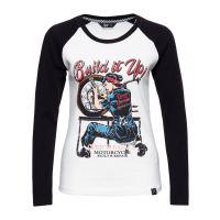 QUEEN KEROSIN BUILD IT UP RAGLAN LONGSLEEVE WHITE/BLACK