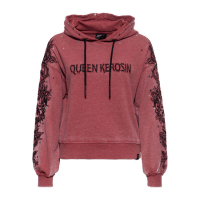 QUEEN KEROSIN ROSE FACE ZIP HOODIE BURGUNDY