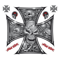 LT GRAY SKULL CROSS DECAL