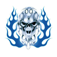 LT BIO SKULL BLUE FLAME DECAL