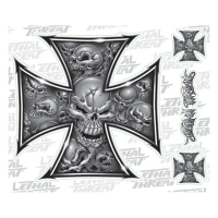 LT SKULL MALTESE CROSS DECAL