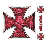 LT SKULL MALTESE CROSS DECAL