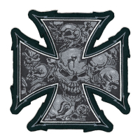 LT GRAY SKULL CROSS PATCH