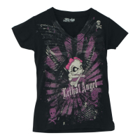 LT GIRL SKULL MASH UP TEE, S