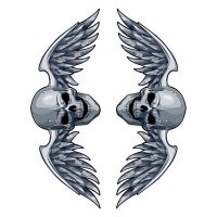 LT MINI DECAL WINGED SKULL