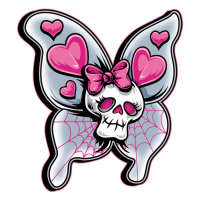 LT MINI DECAL SKULL BUTTERFLY