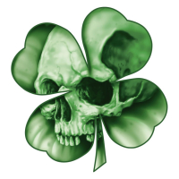 LT MINI DECAL FOUR LEAF CLOVER SKULL