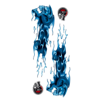 LT BLUE FLAMING SKULL DECAL