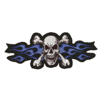 LT MINI PATCH BLUE FLAMING SKULL