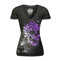 LT BUTTERFLY LIGHT V-NECK T-SHIRT BLACK