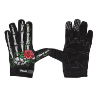 LT WOMENS RED ROSE BONE GLOVES BLACK