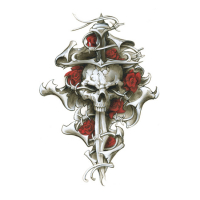 LT MINI DECAL ROSES N DAGGER SKULL