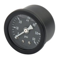 MARSHALL OIL PRESSURE GAUGE, 0-60 PSI. BLACK HOUSING