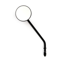 STEEL 3" ROUND MIRROR. BLACK, LONG STEM