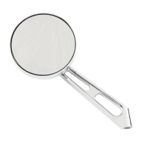 MINI-ROUND ALUMINUM MIRROR. CHROME, SHORT STEM, L&R