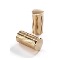 KUSTOM TECH, FL HANDLEBAR GRIP ENDS. RIBBED, POL BRASS