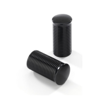 KUSTOM TECH, FL HANDLEBAR GRIP ENDS. RIBBED BLACK ALUMINUM