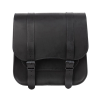 LEDRIE, SINGLE LEATHER SADDLEBAG 'POSTMAN'. 30 LITERS. BLACK